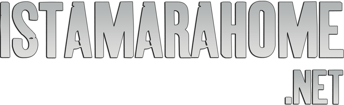 Logo of ISTAMARAHOME.NET, featuring stylized uppercase letters in a bold sans-serif font, predominantly white against a black background with a slight drop shadow effect to create a 3D appearance.